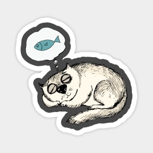 I Dream of Fish Funny Cat Design Magnet