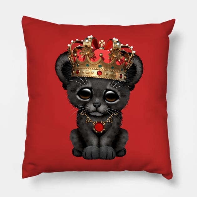 Cute Royal Black Panther Wearing Crown Pillow by jeffbartels