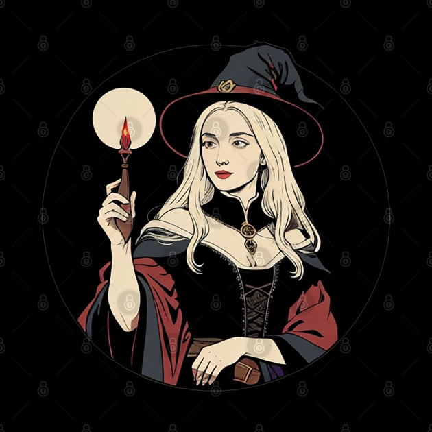 Blonde Witch Holding a Magic Candle by CursedContent