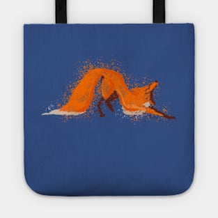 Fox sleepy yawning only colors blue Tote