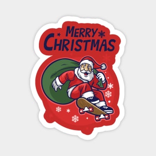 santa claus riding skateboard Magnet