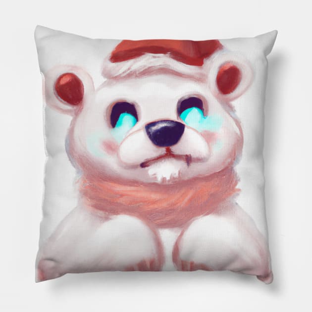 Cute Polar Bear Drawing Pillow by Play Zoo