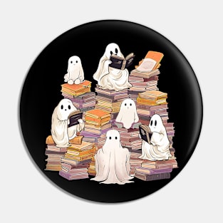 Ghost Reading Book Cute Teacher Halloween Ghost Book Lover Pin