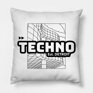 TECHNO  - Est. Detroit (black) Pillow