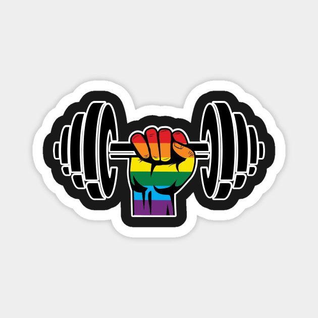 Gay Pride Gym T-shirt Rainbow flag Magnet by SusanaDesigns