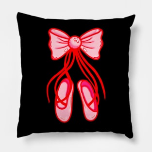 Pink And Red Pointe Shoes Pillow