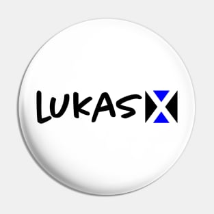 Black and Blue Lukas X Logo Pin