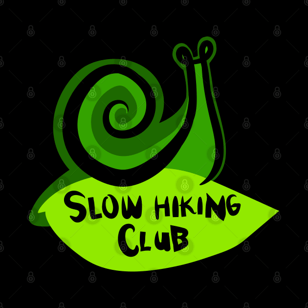 Green Snail on a Leaf "Slow Hiking Club" by Boreal-Witch