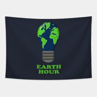 Earth hour globe in lightbulb Tapestry