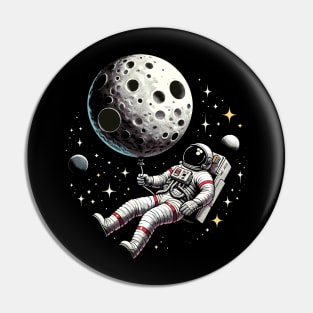 Space Astronaut Aesthetic Floating With the Moon Pin