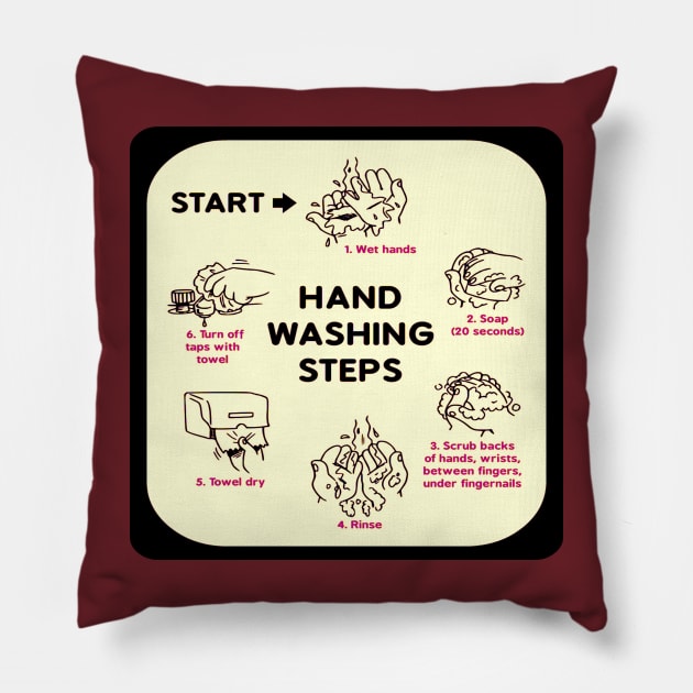 Hand Washing Steps Pillow by TheDaintyTaurus