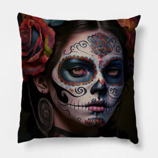 Day of the dead V2 - Women Oil paint Pillow