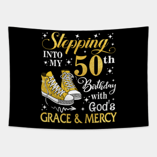 Stepping Into My 50th Birthday With God's Grace & Mercy Bday Tapestry