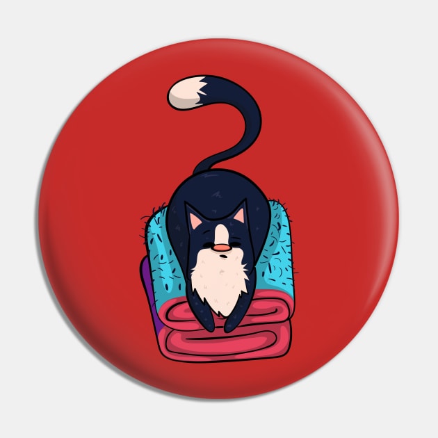 Black and White Cat Fur Galore Pin by KPrimeArt