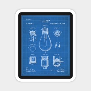 Edison Lamp Patent - New Homeowner Housewarming Decor Art - Blueprint Magnet