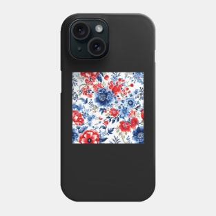 Red White and Blue Patriotic Shabby Floral Phone Case