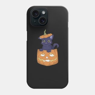 Pocket Cat and Jack-O-Lantern Phone Case
