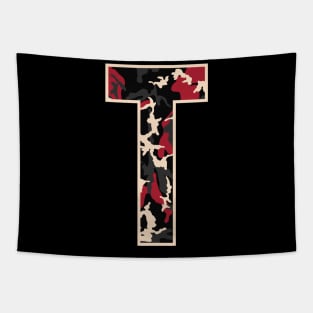 Initial Capital Letter T Camo Alphabet Gift Women Men Kids Tapestry