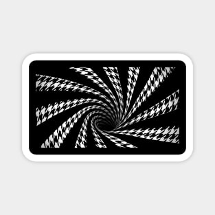 Optical Illusion Black Hole Houndstooth Vortex Swirl (Black/White) Magnet