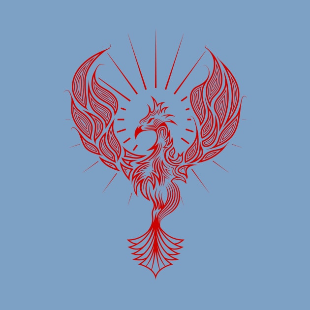 Tribal Phoenix Bird Rising in Red by Pangea5