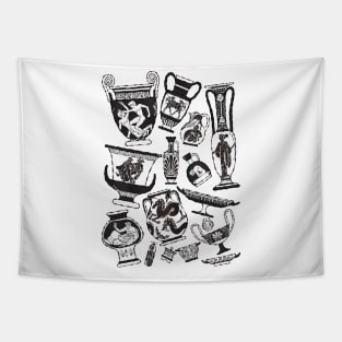 Greek Pottery - black and white Tapestry