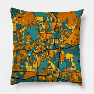 Winston-Salem Map Pattern in Orange & Teal Pillow