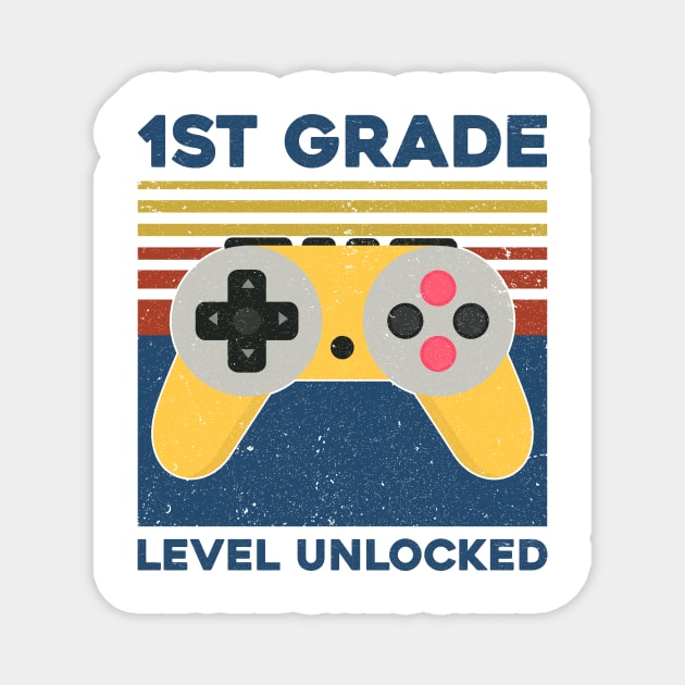 Kids 1st Grade Level Unlocked Back To School Video Gamer Magnet by hardyhtud