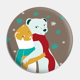 Weasel hugs Christmas in brown Pin