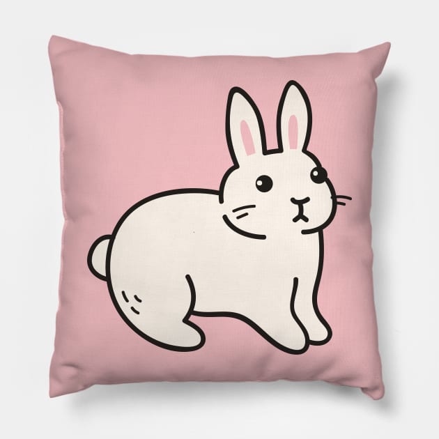 Cute Bunny Rabbit Doodle Drawing Pillow by SLAG_Creative