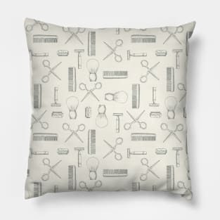 Barbershop Tools Vintage Hand Drawn Pillow