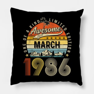 Awesome Since March 1986 Vintage 37th Birthday Pillow