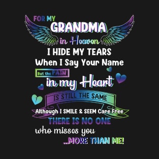 For My Grandma In Heaven Grandma Memorial T-Shirt