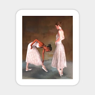 Two ballerinas standing offstage Magnet