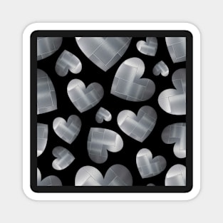 An abundance of silver hearts on black Magnet