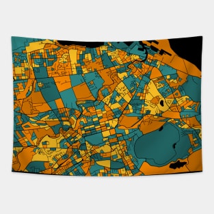 Edinburgh Map Pattern in Orange & Teal Tapestry