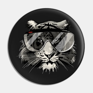 Thug Tiger With Swim Goggles animal art Pin