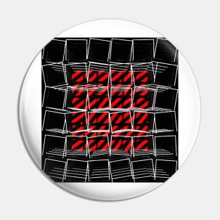 VİVİD red and black 3D labyrinth and maze in the style of David Hockney Pin