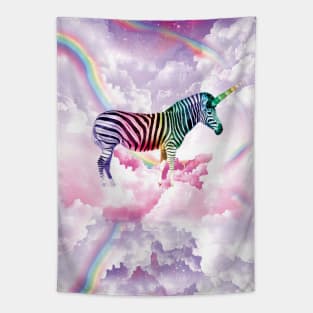 Rainbow Zebra Unicorn Tapestry