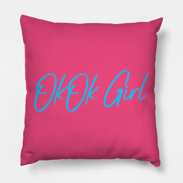 Okok girl Blue Design Pillow by Preston James Designs