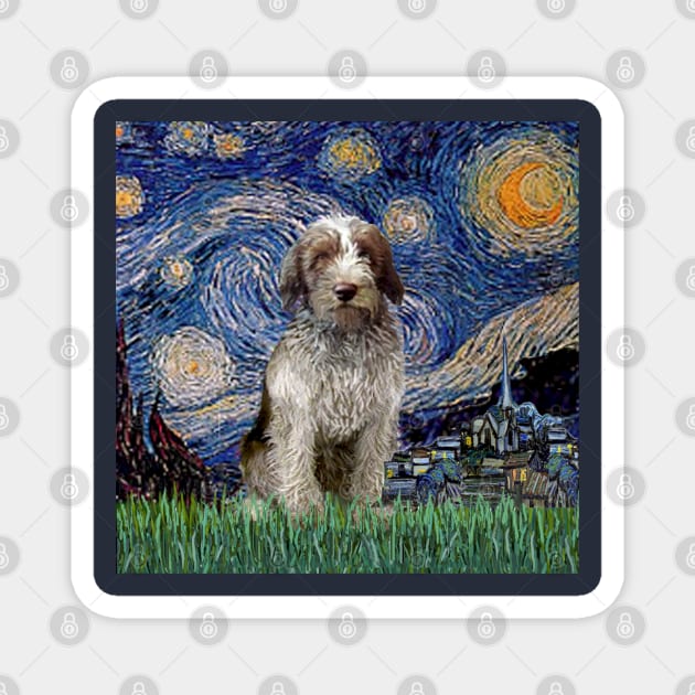 Starry Night Adapted to Include an Italian Spinone Roan Puppy Magnet by Dogs Galore and More