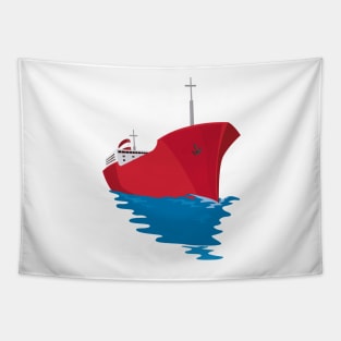 Container Ship Cargo Boat Retro Tapestry