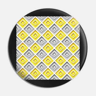 Yellow and Gray Diamond Rhombic Pattern Pin