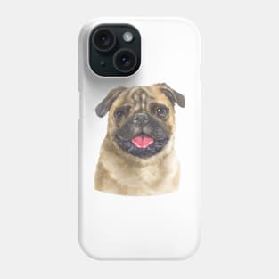 Cute Fawn Pug Watercolor Art Phone Case