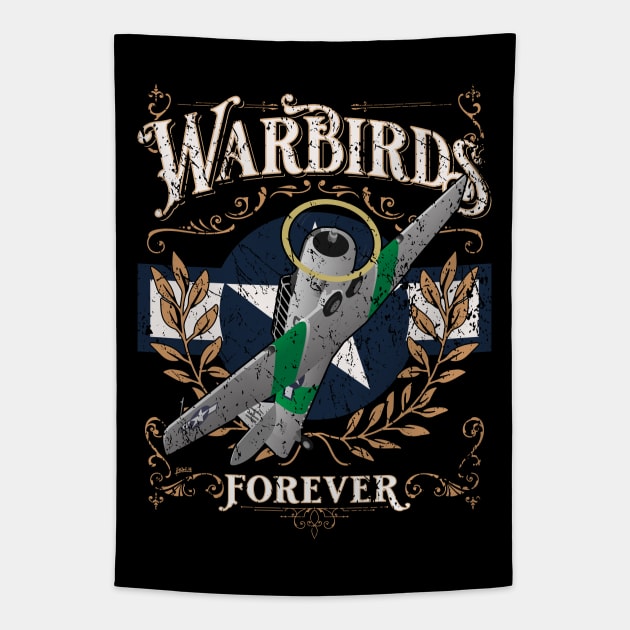 Vintage Warbirds Forever Classic WWII Aviation Nostalgia Tapestry by hobrath