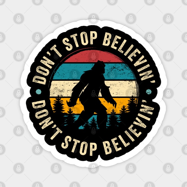 Don't Stop Believin': Funny Vintage-Inspired Bigfoot Silhouette Magnet by TwistedCharm