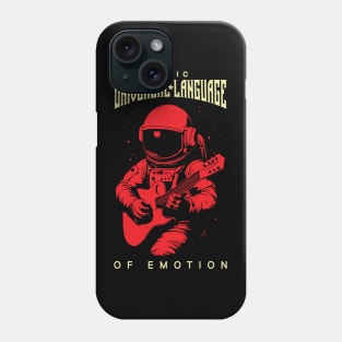 Musician Astronaut playing guitar Retro design : Music is Universal Language of Emotion Phone Case