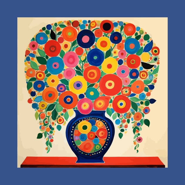 Cute Whimsical Flowers in a Blue Vase After Klimt by bragova