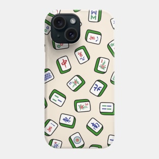 Scattered Mahjong Game Tiles in Ivory Cream Background. It's Mahjong Time! Phone Case