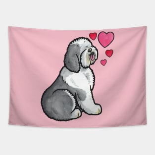 Old English Sheepdog love Tapestry