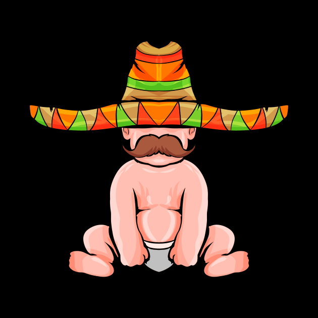 Baby With Mustache And Sombrero - Cinco De Mayo by SinBle